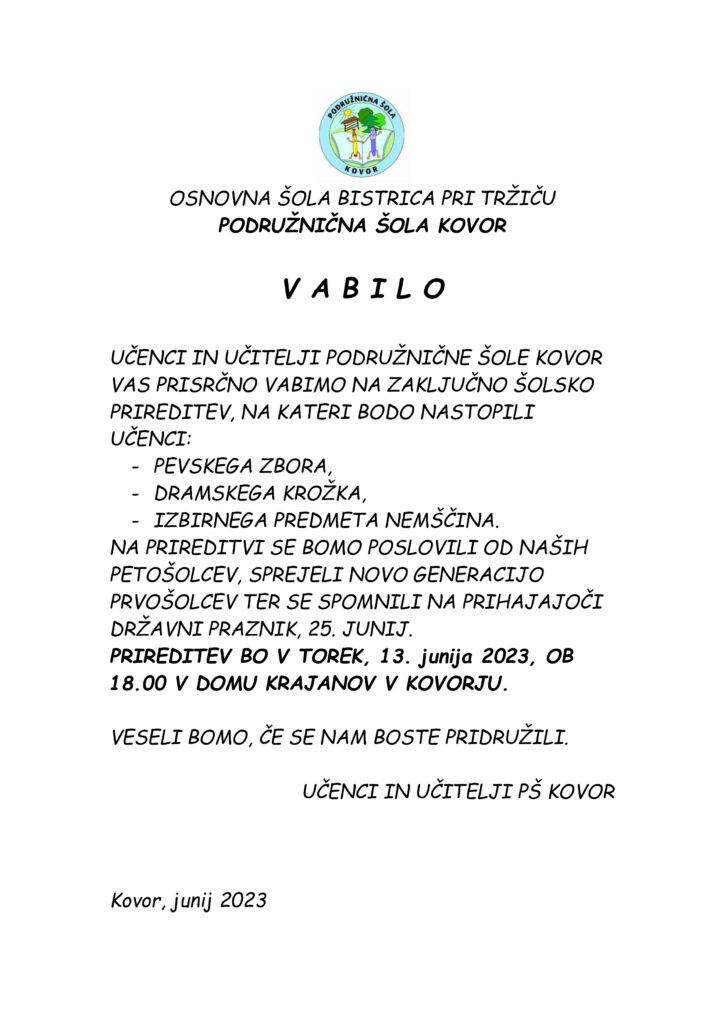 Vabilo na prireditev